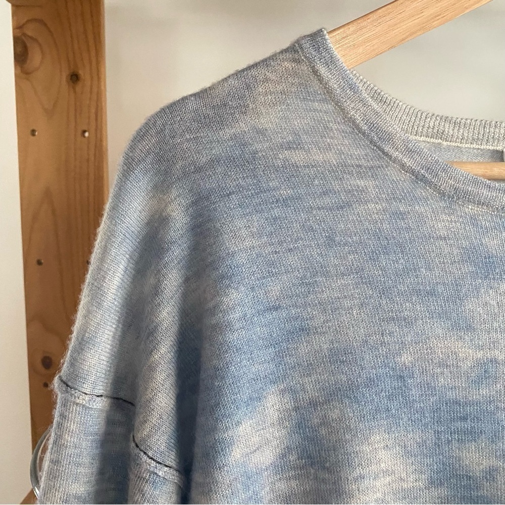 Paychi Guh Light Blue Multi Printed Cashmere Crewneck Sweater Medium - Picture 9 of 16